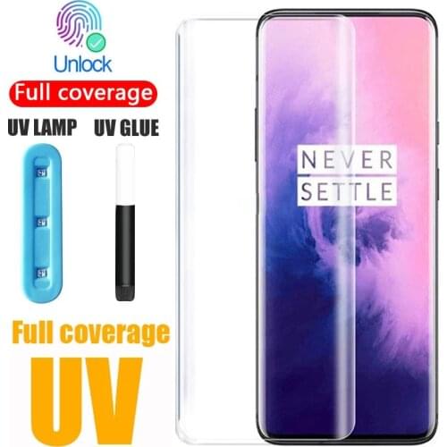 UV Liquid Glue Tempered Glass For Oneplus 9 pro 7 Pro Premium UV Liquid Screen Protector For One Plus 8 7T Pro Curved Glass 1+9