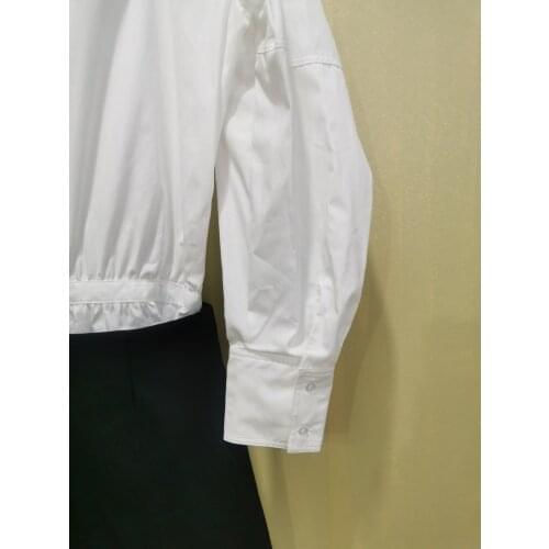 2021 Summer Autumn Womens Fake Two-Piece Dress Ladies Long Sleeve Shirt Stitching Stand Collar Mini Robe with Chain