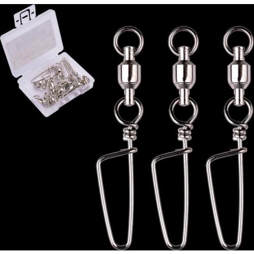 10 pcs Fishing Swivels Connector Snap 0#-6# Ball Bearing Rolling Swivel For Fishhook Lure Carp Fishing Accessories with Box