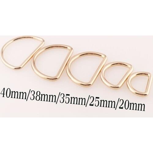 10 Pcs Pale Gold D Rings,Belt Purse Bag Connector D-Ring Findings for Belts Bag Landyard Leather Craft-40MM/38MM/35MM/25MM/25MM