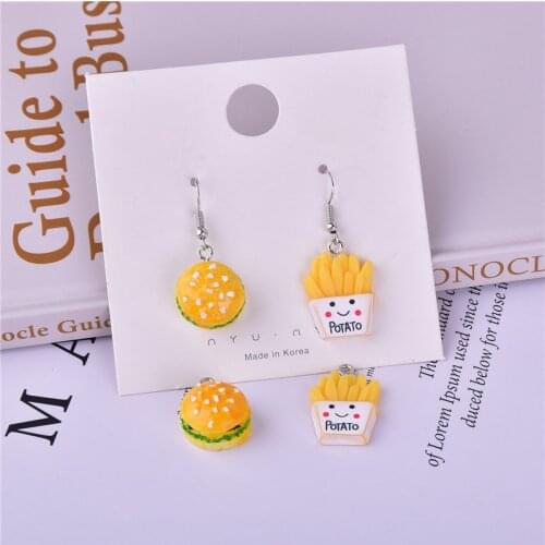10pcs/pack Hamburger Chips 3D Food Resin Charms Pendant for DIYEarring Keychain Jewelry Making