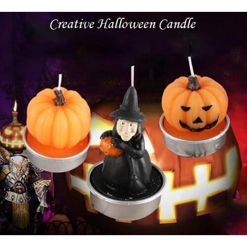 6Pcs/set Pumpkin Candle Halloween Decoration Creative Ghost Festival Party Witch Art Candle Pumpkin Candles Ornaments Gifts