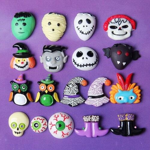 Halloween accessories resin ghost head voodoo doll bloody eye patch patch DIY mobile phone shell party jewelry accessories 10pcs