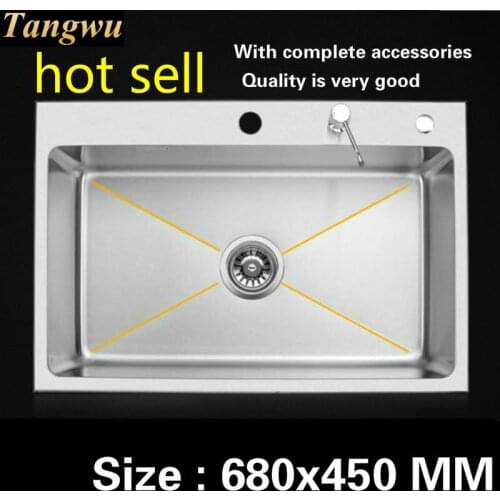 Free shipping Fashion kitchen sink durable food-grade 304 stainless steel hand made single slot standard hot sell 68x45 CM