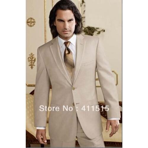 Free shipping dress for wedding groom wear tuxedos gray custom made cheap champagne color men suits