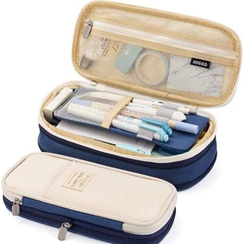 Angoo Stationery Pencil cases School tools for girls Pen Case Dual Side Canvas Storage Pouch Stationery School Travel Gift