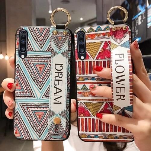 For Samsung Galaxy A50 A70 A51 A71 A50s A70s S8 S9 S10 S20Plus Note 8 9 10 20 plus Note10 Lite TPU Wrist Strap Phone Holder Case