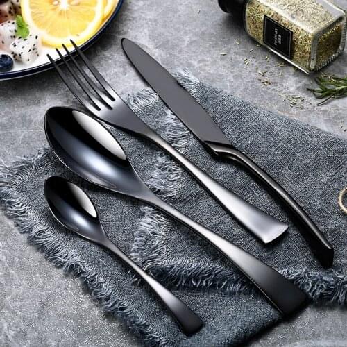 Black Gold Steel Cutlery Set Western Dinnerware Set Portable Stainless Steel Kitchen Forks Spoons Knives Tableware