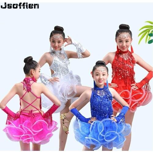 Children Latin Professional Dance Dress Girl Ballroom Dance Costume for Competition Kids Latin Dance Skirt Practice Dance Wear