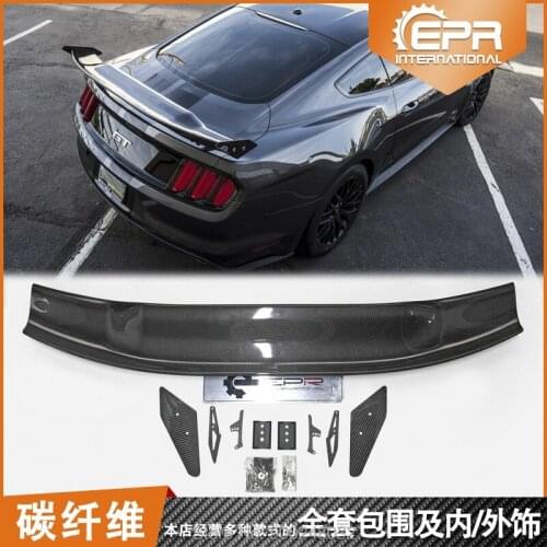 For Ford Mustang 2015-2018 or sedan models, drilling needed Carbon Spoiler Wing Trunk Lip Boot Cover Car Styling