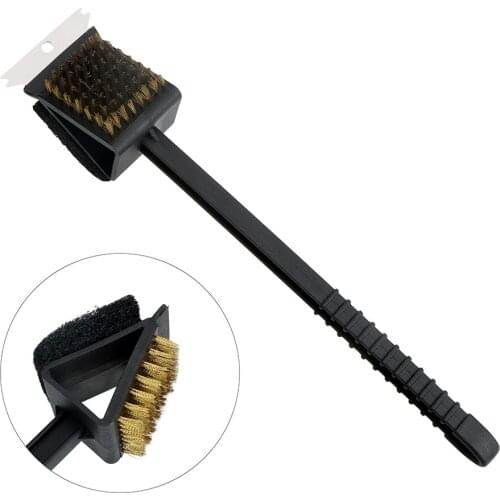 HILIFE BBQ Cleaning Brush Long Handle Barbecue Grill Oven Cleaning 3 in 1 Corner Copper Wire Brush Copper Wire Sponge Shovel