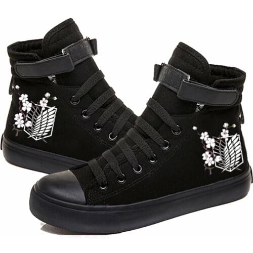 Anime Attack on Titan Pride Printed Hip Hop Striped Shoe Canvas Shoes Sneakers Boots