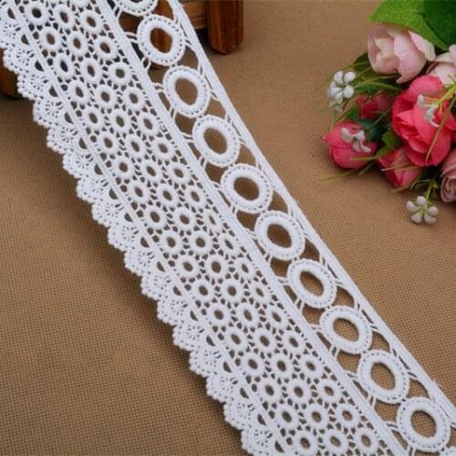 Exquisite Cutout Embroidery Lace Trim Cotton Circle Water-soulble DIY Fabric Width 9cm 5Yds/lot