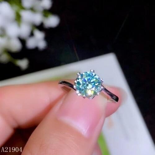 KJEAXCMY boutique jewelry 925 sterling silver inlaid natural Mozanne color diamond ring support detection