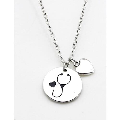 10PCS Fashion Nurse Stethoscope Wish Inspirational Necklace Jewelry Love Alloy Necklace Jewelry For Nurse Gift