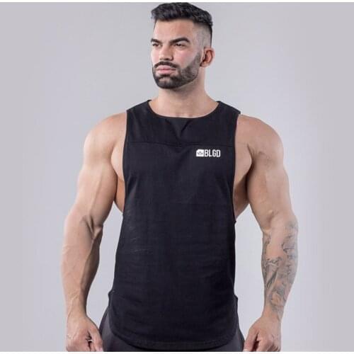 Men Bodybuilding Tank tops Gyms Fitness Cotton Sleeveless Shirts Crossfit Brand Clothing Stringer Singlet Male Casual Sling Vest