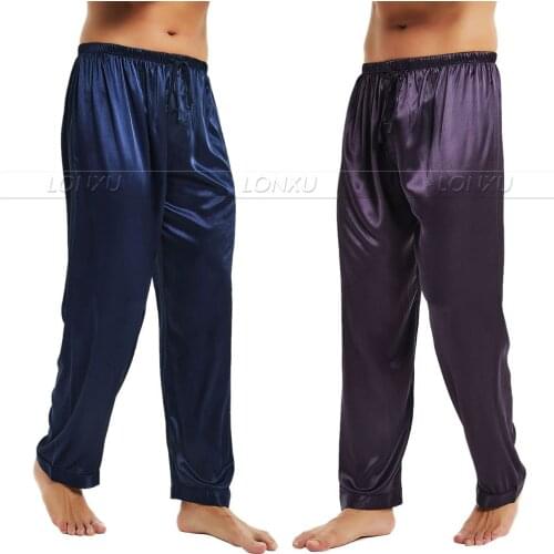 Mens Silk Satin Pajamas Pyjamas Pants Lounge Pants Sleep Bottoms Free Shipping S M L XL 2XL 3XL 4XL Plus