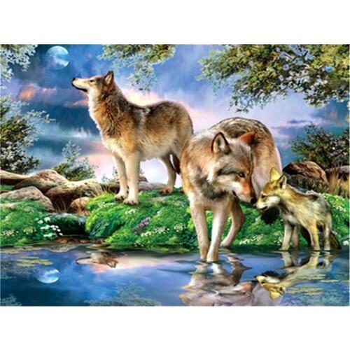 Wolf Animal Winter DIY 11CT Embroidery Cross Stitch Kits Needlework Craft Set Printed Canvas Cotton Thread Home Wholesale