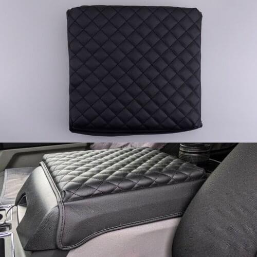Front Center Console Box Lid Armrest Pad Mat Cover Car Black Microfiber Leather fit for Ford F150 2015 2016 2017 2018 2019 2020