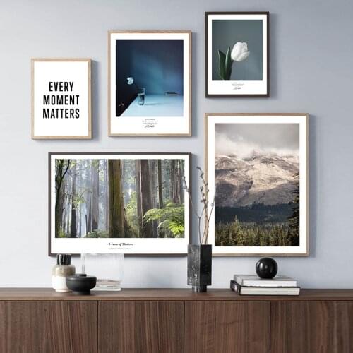 Mountain Poster Natural Landscape Wall Art Prints Forest Plant Painting Flower Canvas Picture for Living Room Aisle Nordic Decor