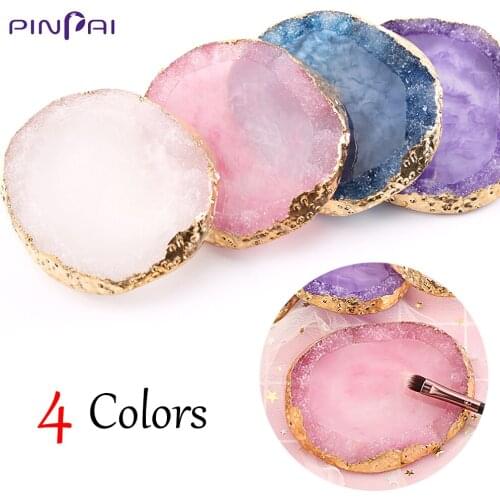Natural Resin Nail Art Color Paint Palette Acrylic Gel Polish Holder Drawing Color Palette Manicure Practice Nail Display Stand