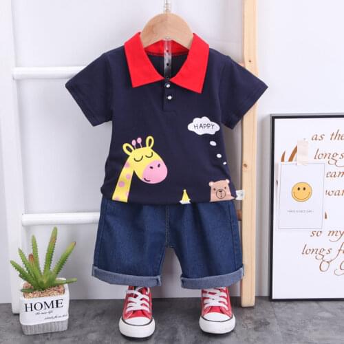 New Summer Baby Boys Clothing Cartoon Toddler Infant Clothes Suits Cotton T Shirt Giraffe Shorts 2Pcs/sets Kids Children Costume