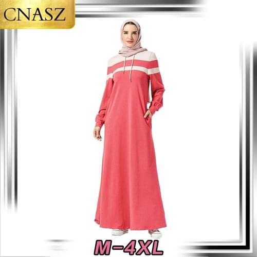 New Stylish Islamic Turkey Comfortable Hoodie Striped Pocket Muslim Casual Dress Dubai Arabic Skirt Middle East Moroccan Kimono