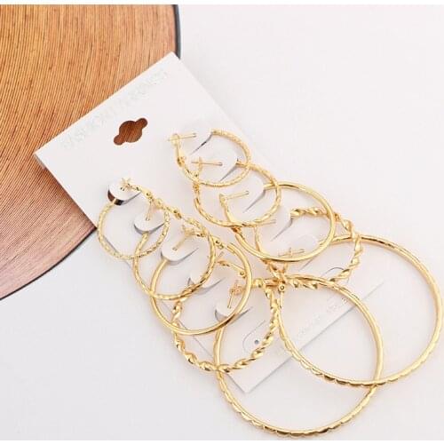 European And American Fashion Exaggerated Size Aliexpress 5 Piece Set Earrings Set Vintage Earrings Statement Earrings Brincos