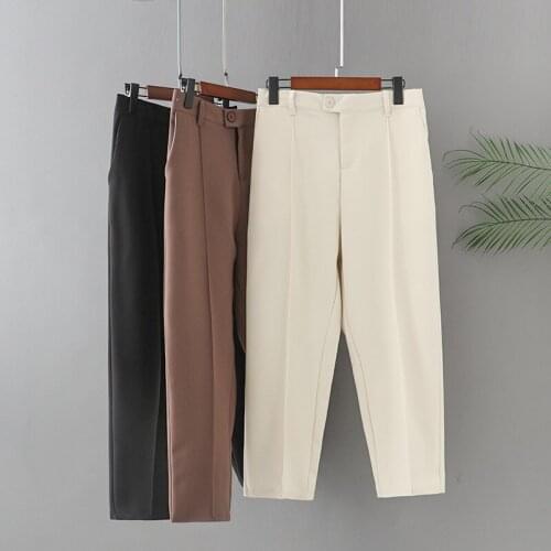 Plus Size Pants For Women In Spring And Autumn Wear Elastic Waist Solid Color Loose Cropped Trousers Large Size For Fatwomens