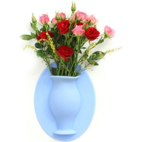 Silicone Vase Decoration Home for Flowers Pot Plant Vases for Refrigerator Wall Office Bathroom Window Glass Mirror Decor 2021