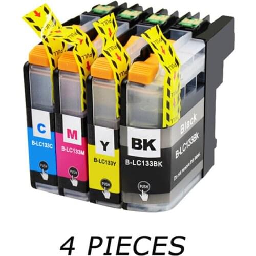4 Pieces LC133 Compatible Ink Cartridges For Brother MFC-J245 J470DW J475DW J650DW J870DW J4410DW J4510DW Printers
