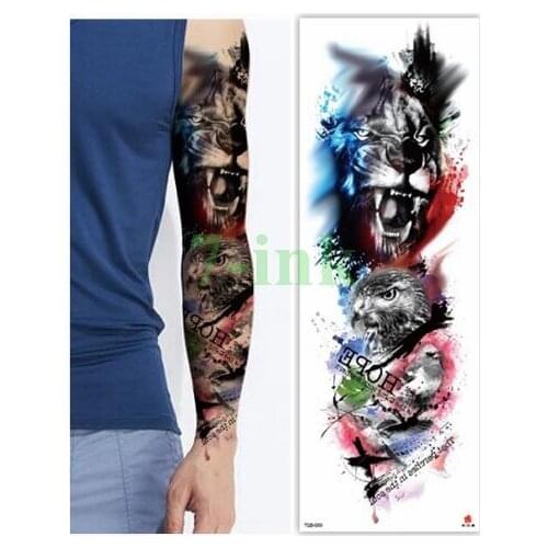 Waterproof Tattoos Sticker Full Arm tiger owl bird English letter tattoo Water Transfer flash tatoo fake tattoo for men women