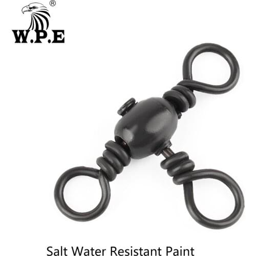 W.P.E 30/50pcs/lot Fishing Swivel 3 Way Brass Barrel Cross-Line Swivels Fishing Connector Ring Fishhook Lure Fishing Accessories