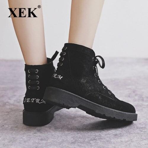 XEK 2018 autumn winter fashion Casual Shoes Women with fur warm snow boots women waterproof leather shoes boots ZLL448
