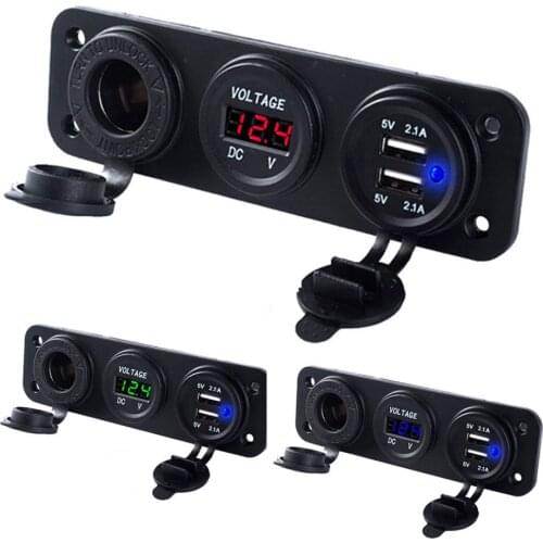 Mayitr Dual USB 4.2A Charger Power Adapter Outlet Car with LED Voltmeter 12V Car Boat Motorcycle Cigarette Lighter Socket