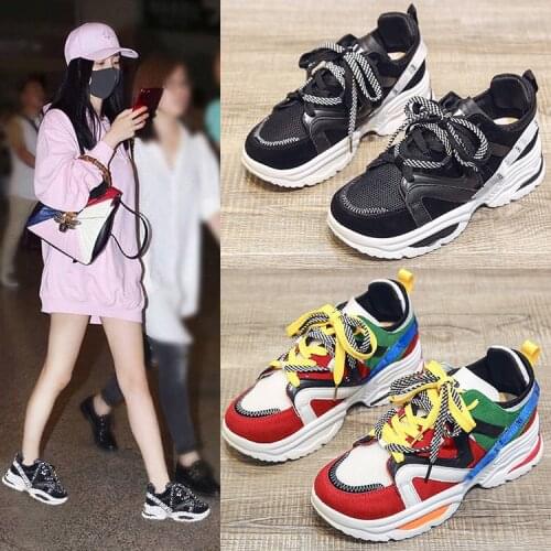 Net Red Shoes Womens Korean-Style Ulzzang Harajuku All-match Ins Shoes Smart Smoked Super Fire Platform Casual Sneakers