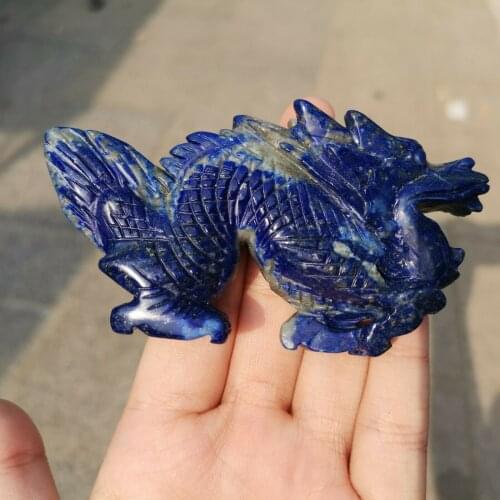 Natural Lapis lazuli dragon Quartz Crystal Carved Healing Gift 1PC