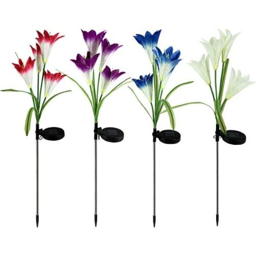 1PC LED Solar Lily Flower Lights Garden Stake Lamp Yard Outdoor Decor Light DIY Gardenging Ornaments