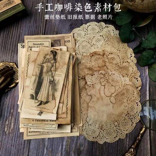 10sets/lot Memo Pads Sticky Notes Coffee stained paper Bill lace Junk Journal Scrapbooking Stickers Office School stationery