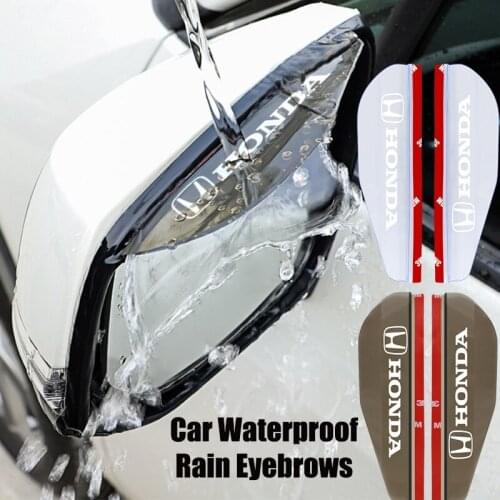2Pcs Car Waterproof Rain Cover Eyebrow Rear View Mirror Rain Shield Protector For Honda Mugen Power Civic Accords CRV Hrv Jazz