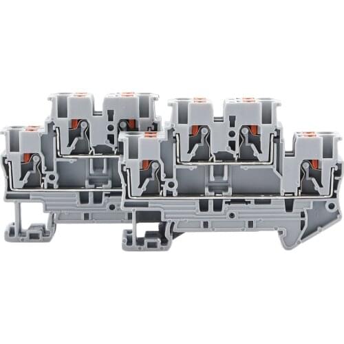 50 pcs Din Rail Terminal Block PTTB-2.5 Electrical Connector Double Layer Spring Wiring Connection Wire Conductor Terminal Block