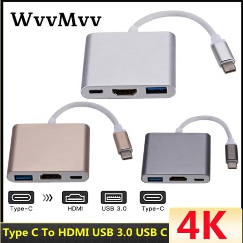 WVVMVV Type C To HDMI USB 3.0 Charging Adapter Converter USB-C 3.1 Hub Adapter For Mac Air Pro Huawei Mate10 Samsung S8 Plus