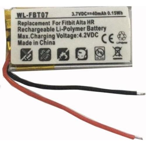 3.7V 40mAh Battery for Fitbit Alta HR Smartband Smart Wristband Li-Polymer Lithium Polymer Rechargeable Accumulator Replacement