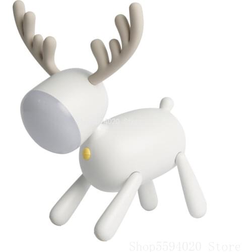 American USB Rechargeable Elk Plastic Night Lights Bedroom Beside Lamps Study Desk LED Decorating Christmas Gifts Cute Lamp DC5V