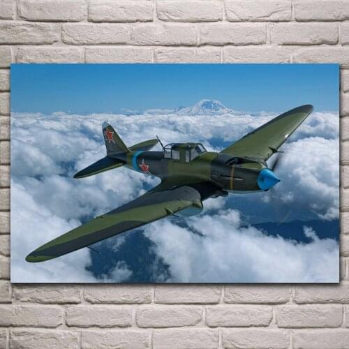 Attacker il 2 m3 ww2 aircraft living room decoration home art decor wood frame fabric poster KJ329