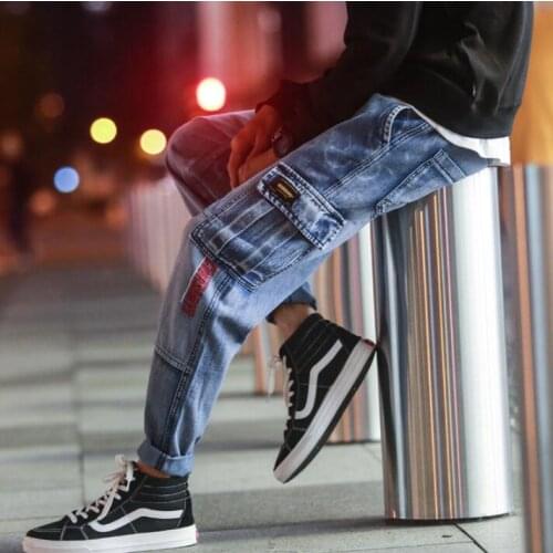 Loose multi-pocket personality fashion pants mens feet trousers pantalones hombre cargo harem pants for men straight summer