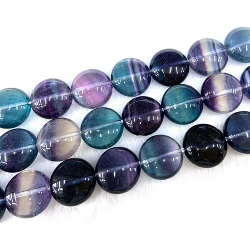 Natural Fluorite Stone Beads 15'' Coin DIY Loose Beads For Jewelry Making Beads Women Necklace Bracelet Earring Pendant Gift