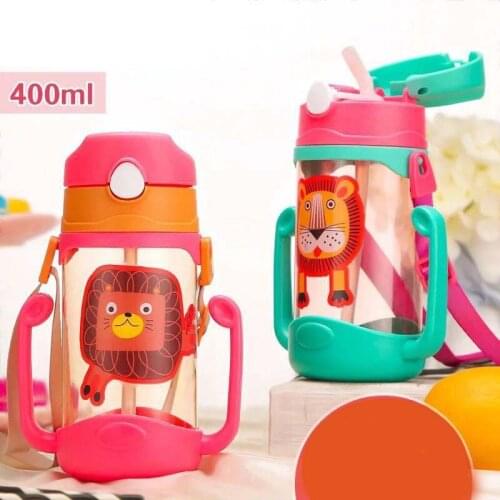 400ml Baby Drinking Bottle Sippy Bottles Cups Learning Cup With Handle Straw Baby Bottles