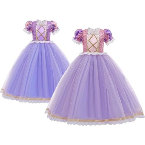High Quality Girls Dress Cosplay Purple Little Princess Dresses For Christmas Birthday Gift Party Costume 3-10 Year Kids Clothes