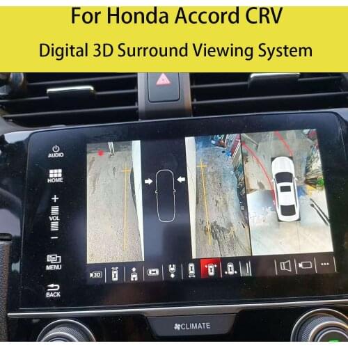 For Honda 3D Digital Panoramic Image Surround View Birds-eye View System Four-channel Image 3D Panoramic 10th Accord 17-21 CRV